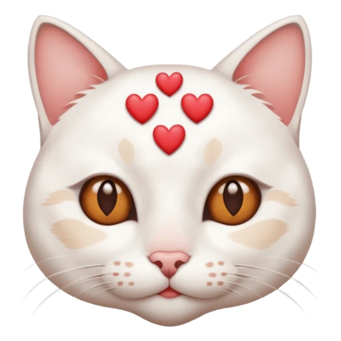 gato blanco con pocas manchitas marrones con corazones sobre los ojos  sticker
