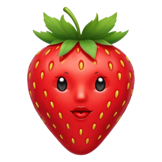 one strawberry 🍓 and red kiss 💋 fashioned stylish little emoji for “slay” reaction. no face sticker