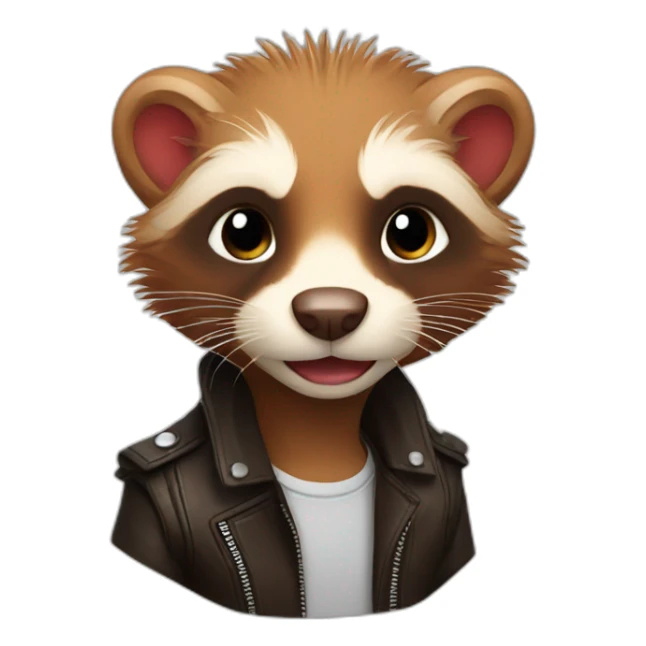 Red ferret with long fringe hairdo wearing leather jacket  sticker