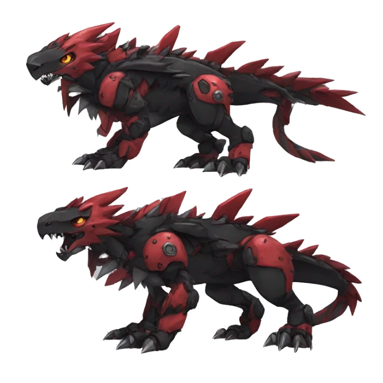  Cool Edgy Black Red Digimon-Fakemon-Garurumon full body sticker