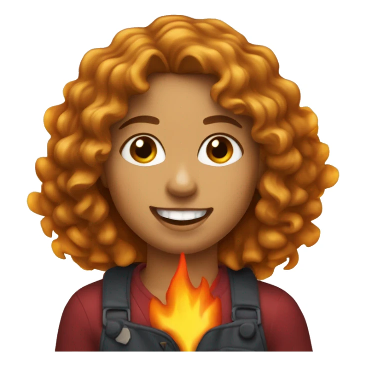 Girl with wavy curly light brown hair on fire eating cheez its sticker