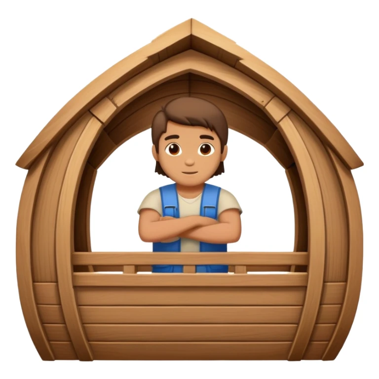 Noah building a large wooden boat ark sticker