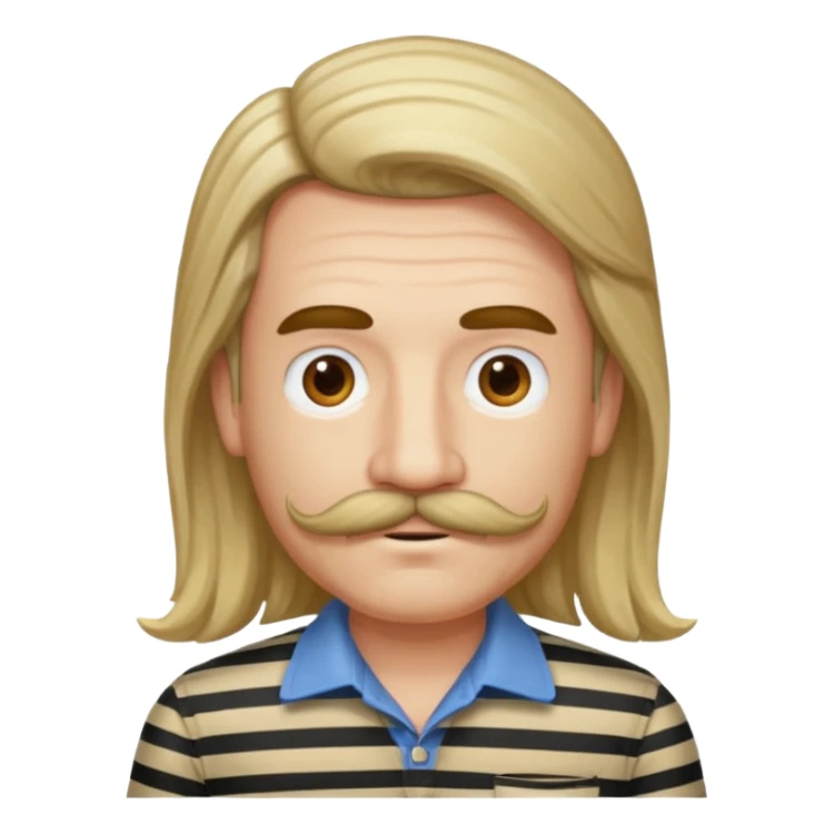striped shirt with long hair and moustache sticker