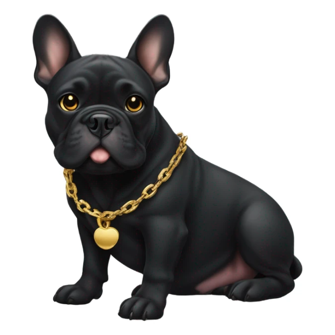 Black French bull dog with a gold chain sticker