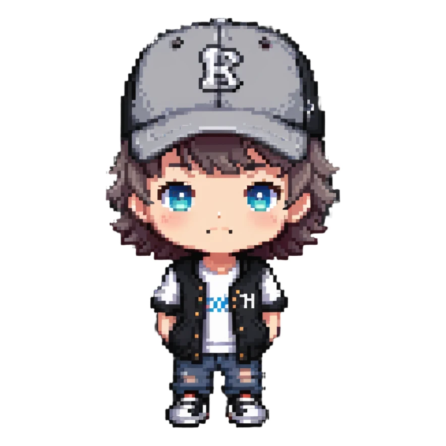 chibi boy with baseball cap and casual outfit sticker
