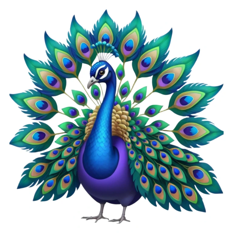 peacock with lotus blossom tail feathers sticker