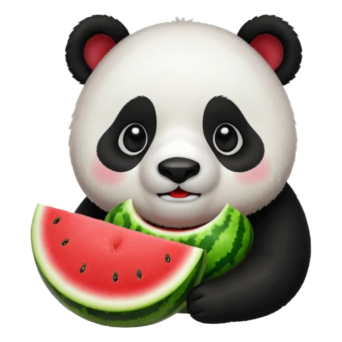 A cute panda emoji eating a watermelon sticker