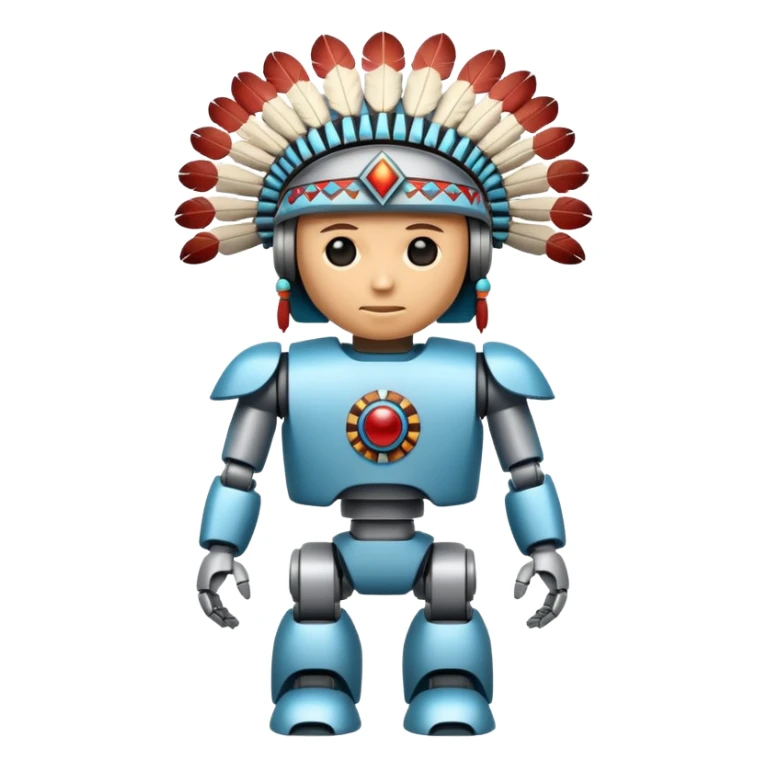 Full Robotic figure wearing native American regalia sticker