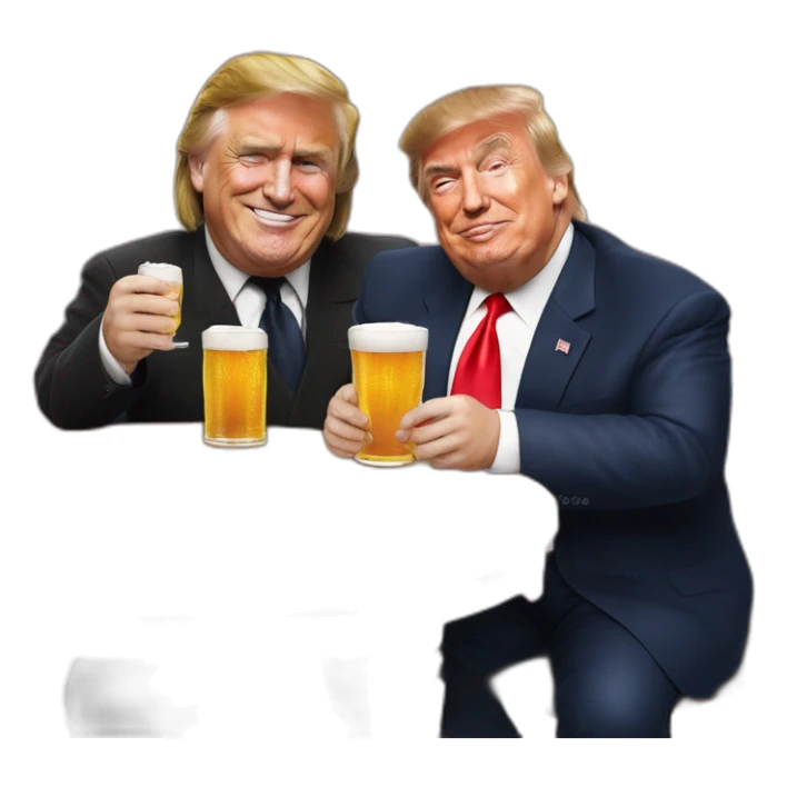 Gérard Depardieu with Donald trump drink beer sticker