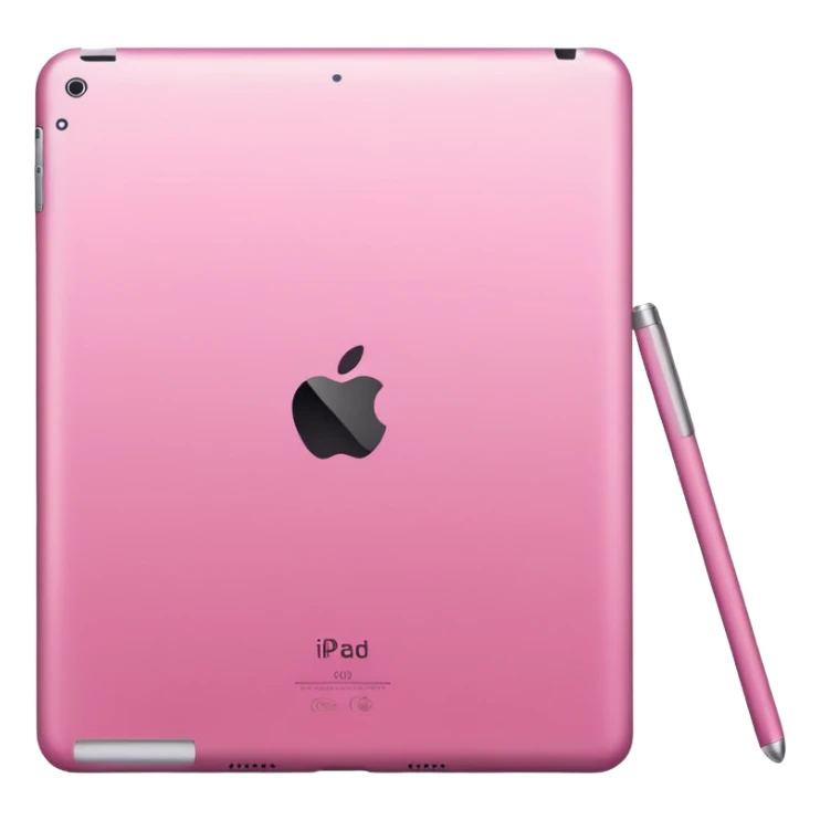  pink iPad (Apple tablet) with sleek metallic finish, minimal and modern design, soft reflections, isolated on transparent background, realistic style" sticker