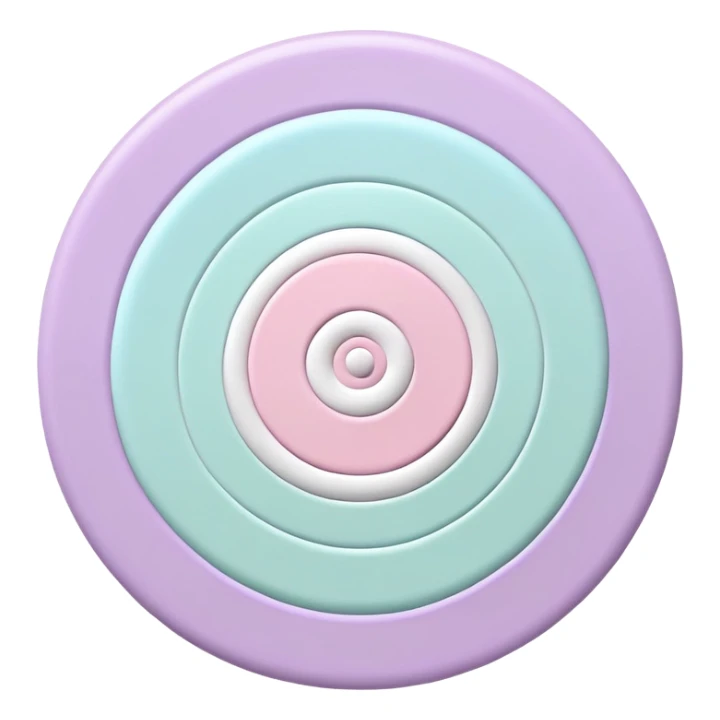 A bullseye target with pastel spring colors: pink, light blue, lavender, and light green rings sticker