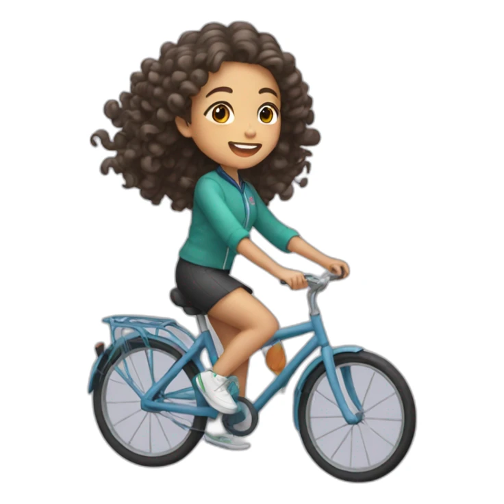 Taiwanese girl with curly hair riding bicycle sticker