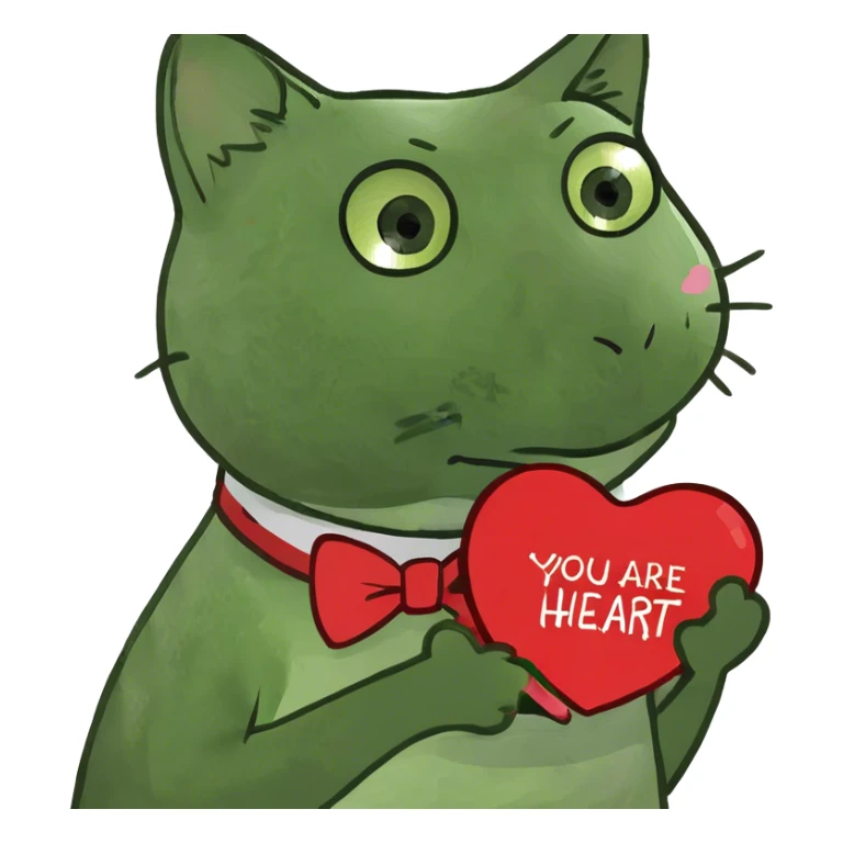 Cat holding a heart saying you are my heart  sticker
