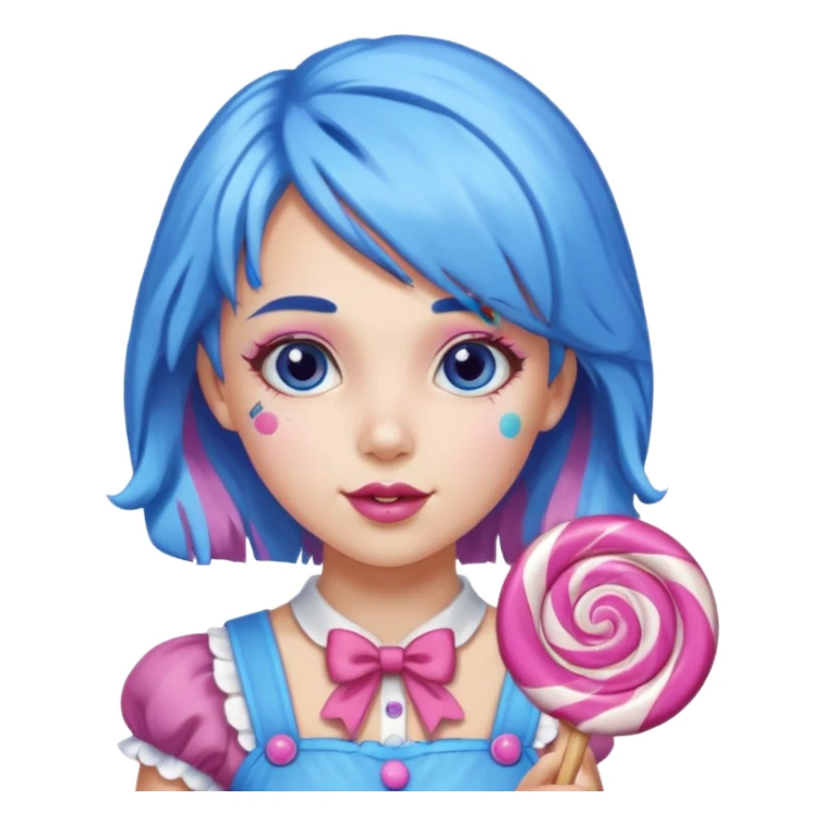candy girl from candyland blue pink mixed hair sticker