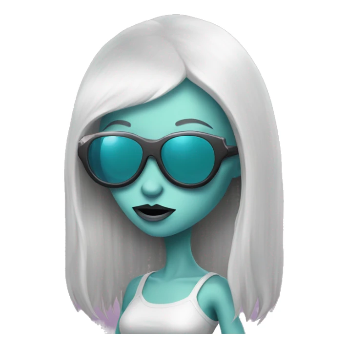 Girly alien with long fingernails and cool sunglasses  sticker