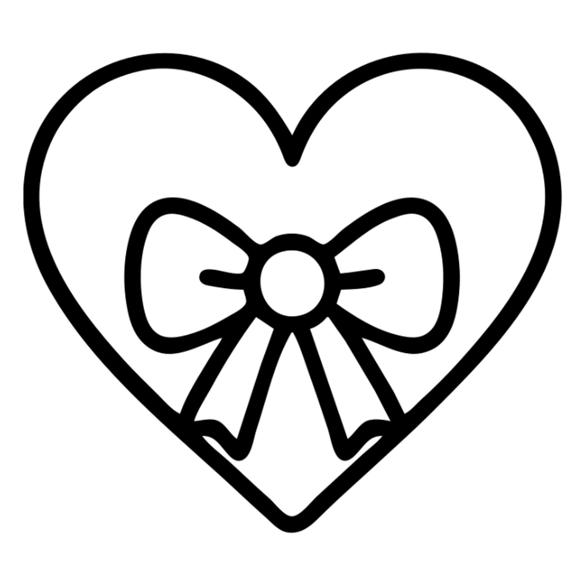 pink glittery heart with a pink bow, outlined icon style, glitter effect sticker