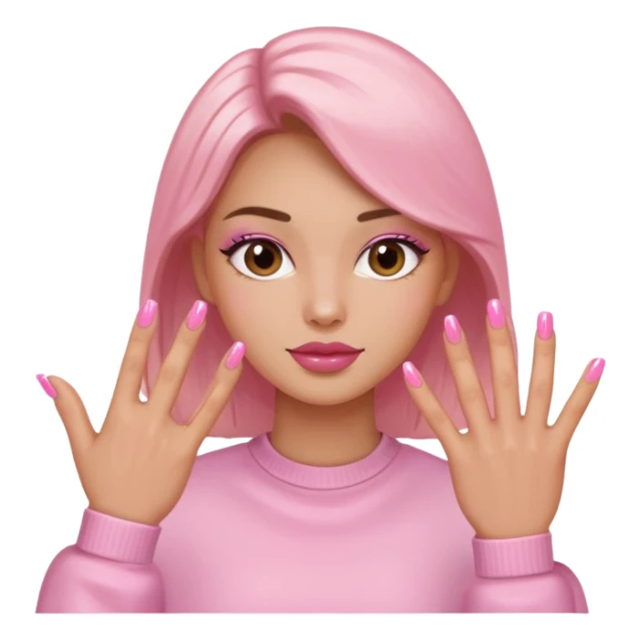 Emoji uñas acrilicas rosadas sticker