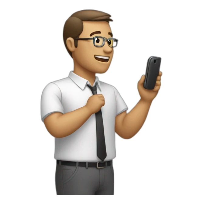 A man talks to his mobile phone sideways sticker