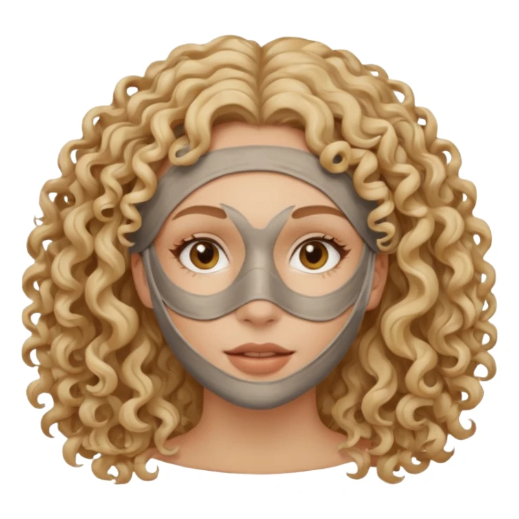 full face clay mask woman blond curly sticker