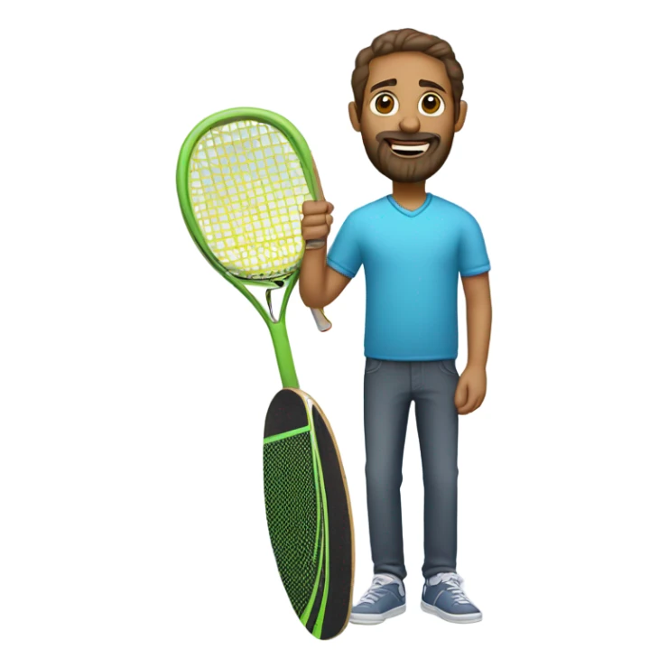 Dad with a beard and a skateboard and tennis racket  sticker