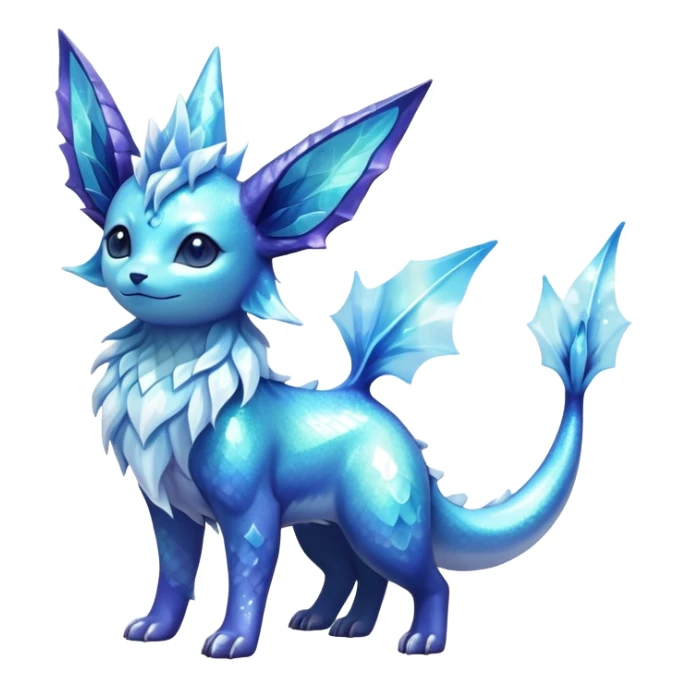 Shiny Sparkly Ethereal Nebula Exotic Colorful Vaporeon-Glaceon-Amaura-Aurorus-Fakémon-hybrid-creature (full body)  sticker