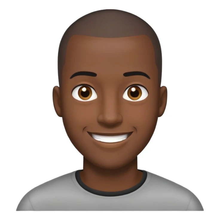 Đàn ông, đầu đinh, mặt dài, da đen cười tươi tóc đen sticker