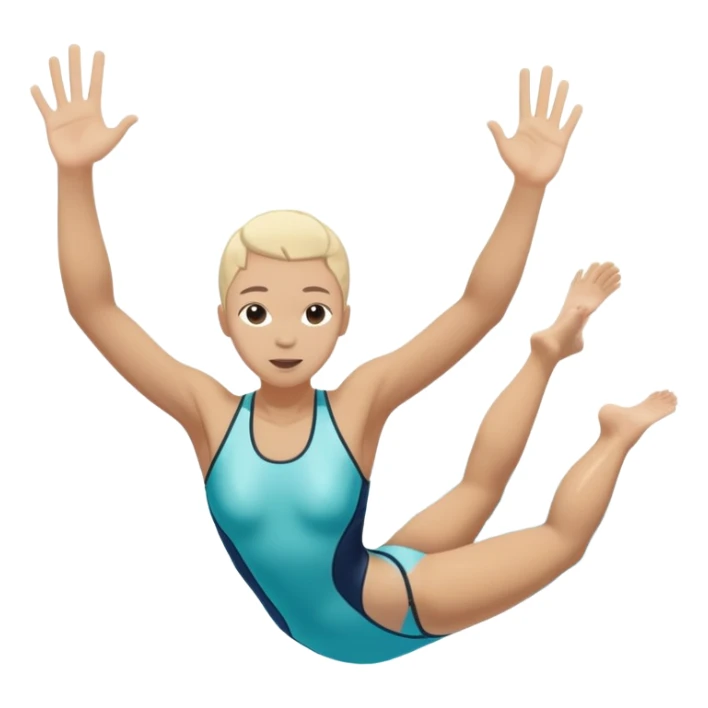 inexperienced but determined person diving into a pool of divers, with a pool named confidence... glowing body head fist sticker