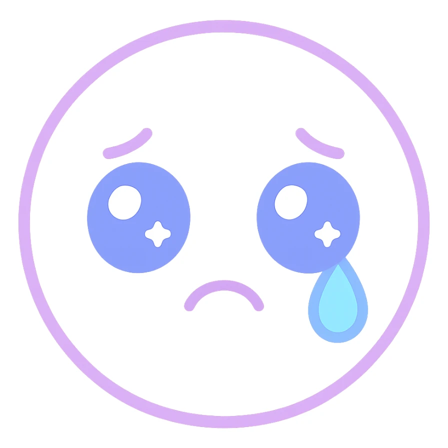 sad crying emoji, expressive face, single tear sticker