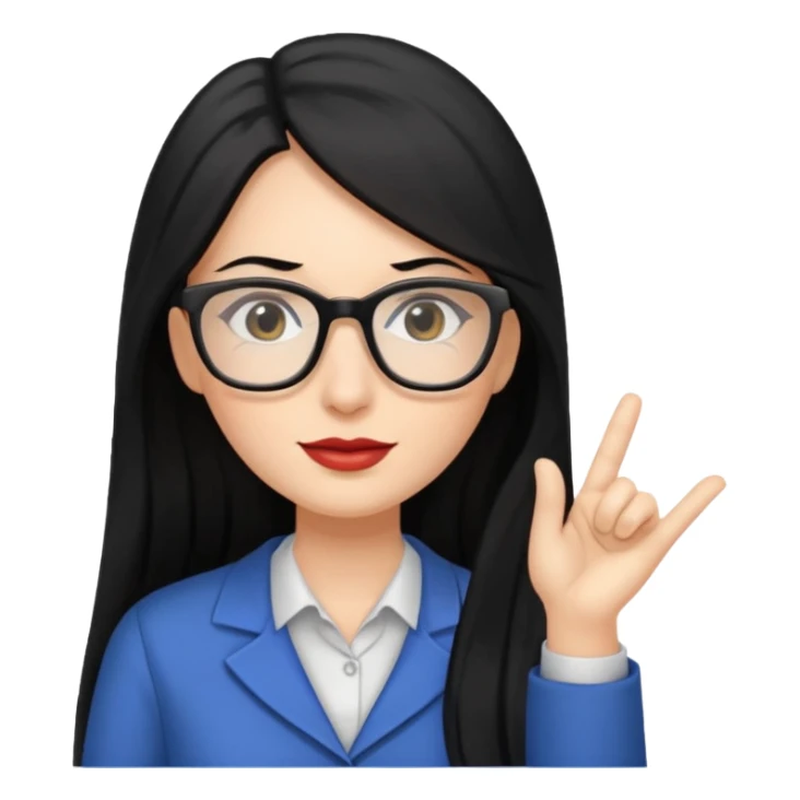 women teacher with black long hair sticker