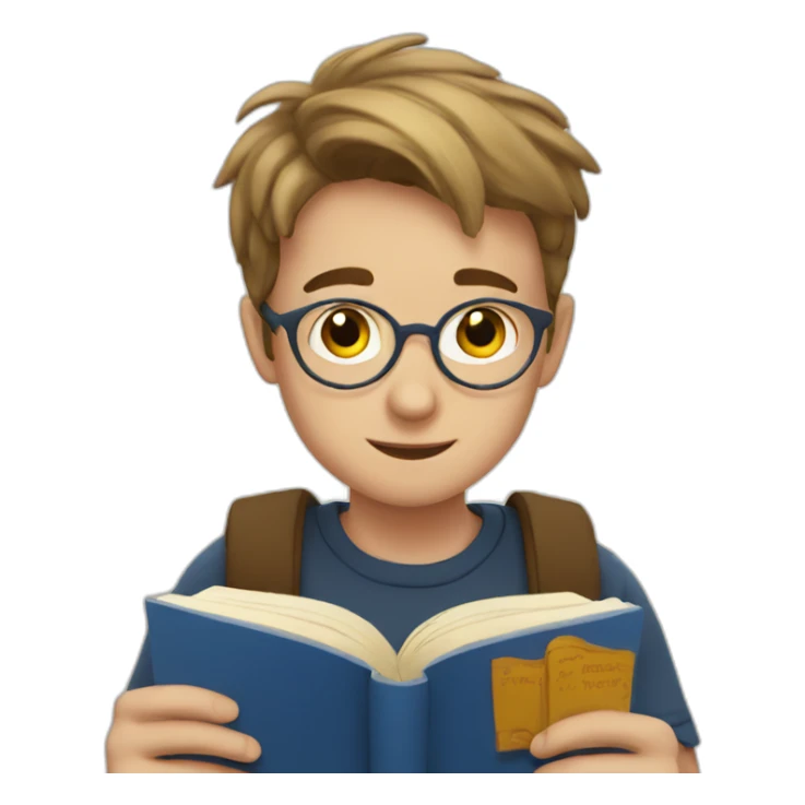 european boy reads a book sticker