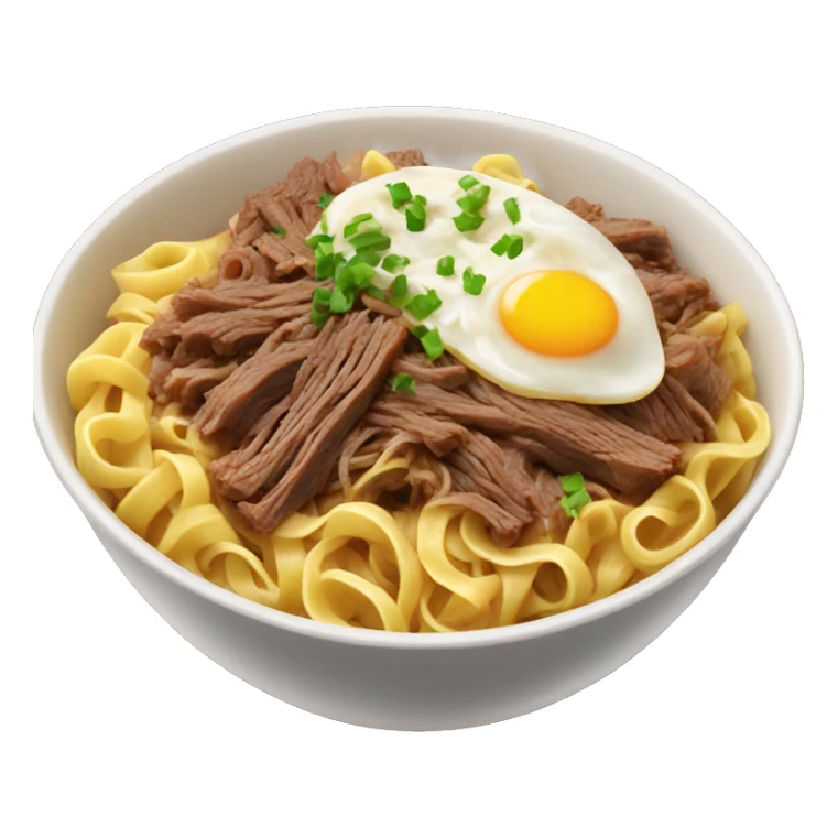 Shredded beef and egg noodles in a bowl sticker