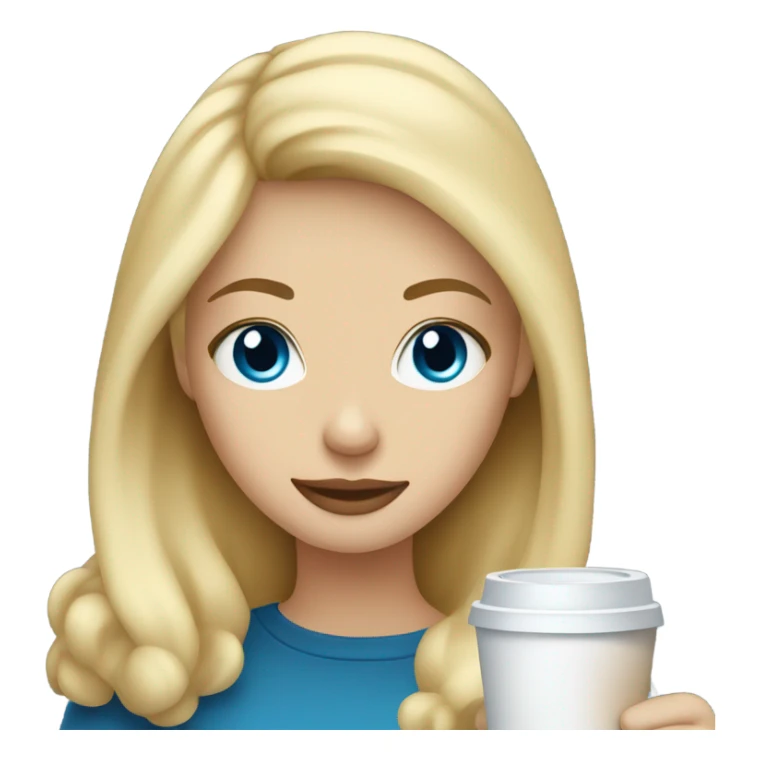 Blonde girl holding a coffee with blue eyes sticker