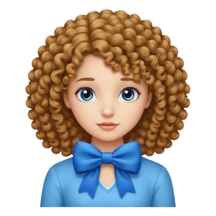 girl with curly hair blue bow sticker