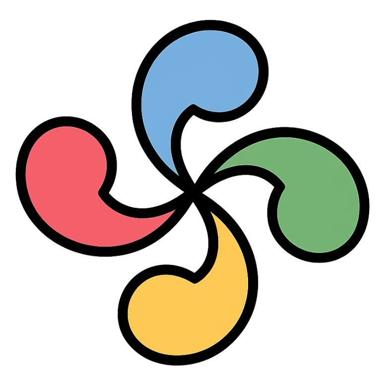 lauburu (Basque cross) icon with lineal color and black outlines sticker