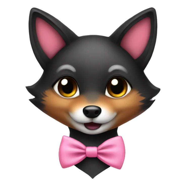 cute female black fox with pink bow tie sticker