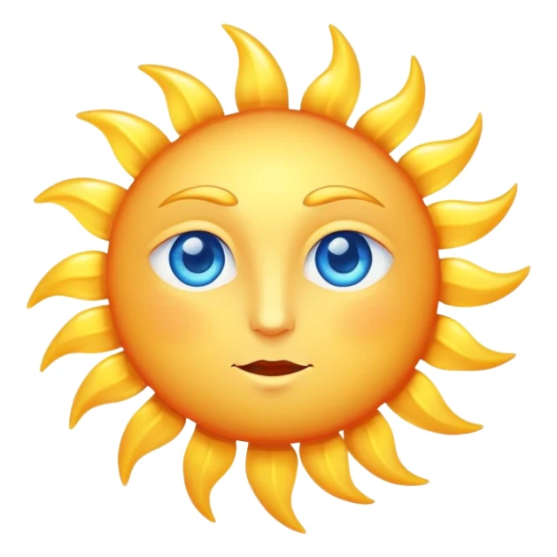 A beautiful handsome sun emoji with big bright strong blue eyes glowing handsomely and strongly sticker
