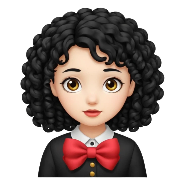 Girl with curly black hair and a little bow on her head sticker
