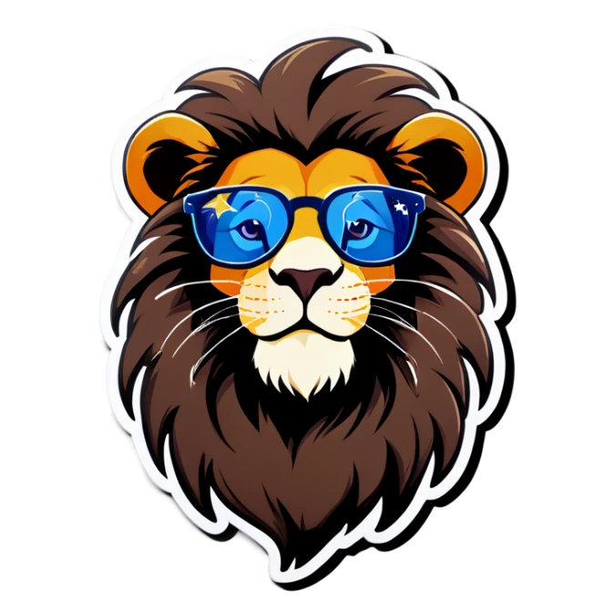 Lion with stars and glasses sticker