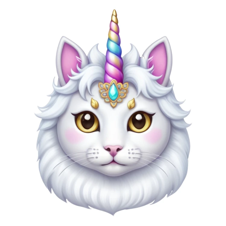 cat with a tiara and a unicorn horn sticker