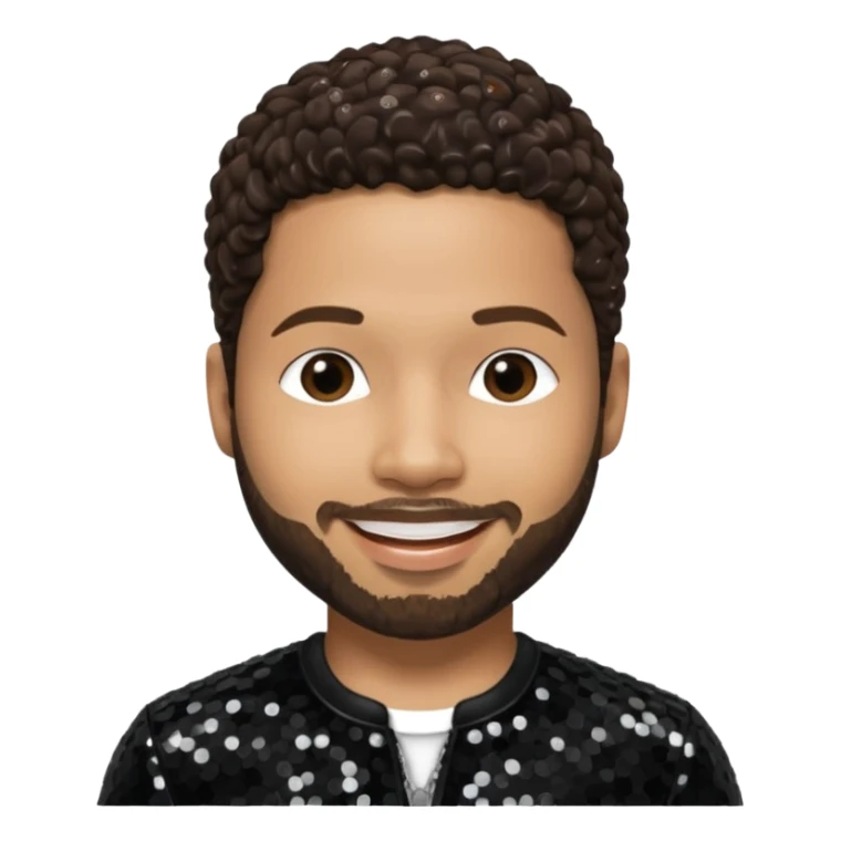 Jussie Smollett with dark brown hair, black sequin outfit sticker