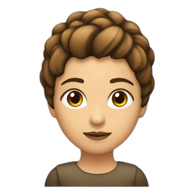 jovencita con cara redonda gorditay pelo castaño con flequillo recto sticker