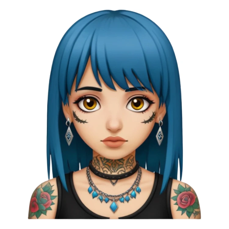 An Arab emo girl with bangs tattoos and piercings  sticker