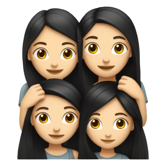 Two white girls with long black hair hugging. sticker