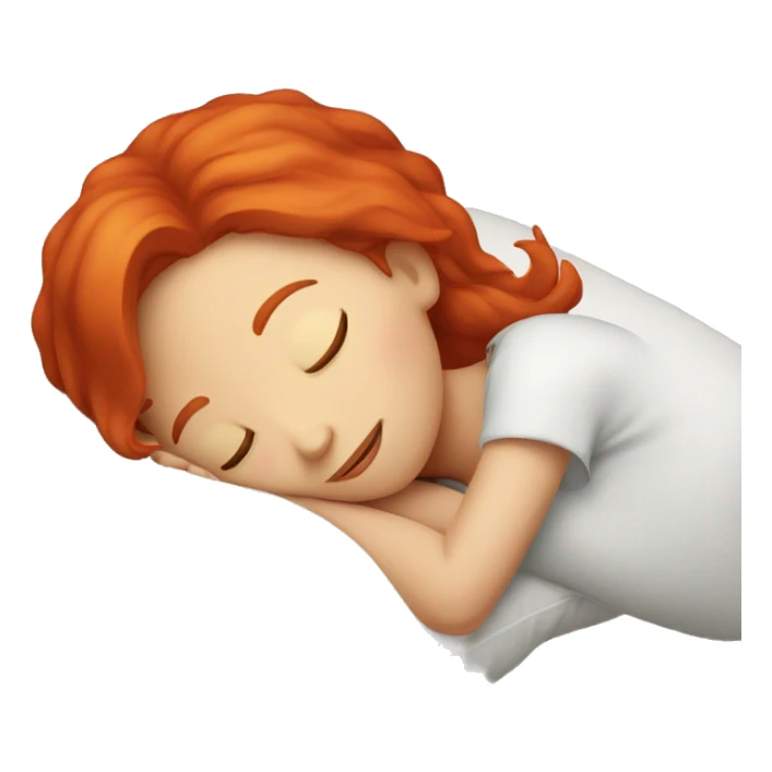 Girl with red hair sleeping on pillow  sticker