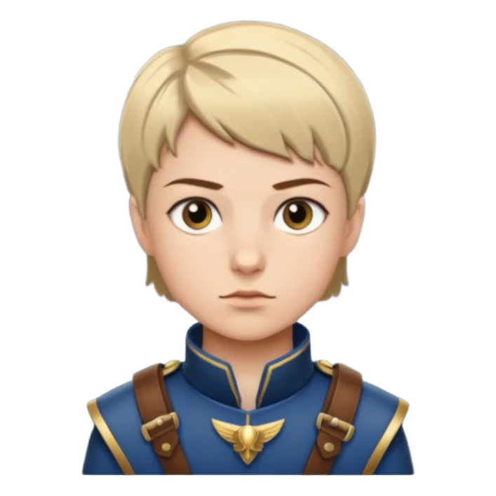 A young legionnaire with short hair, leather straps, and determined focused eyes.
 sticker