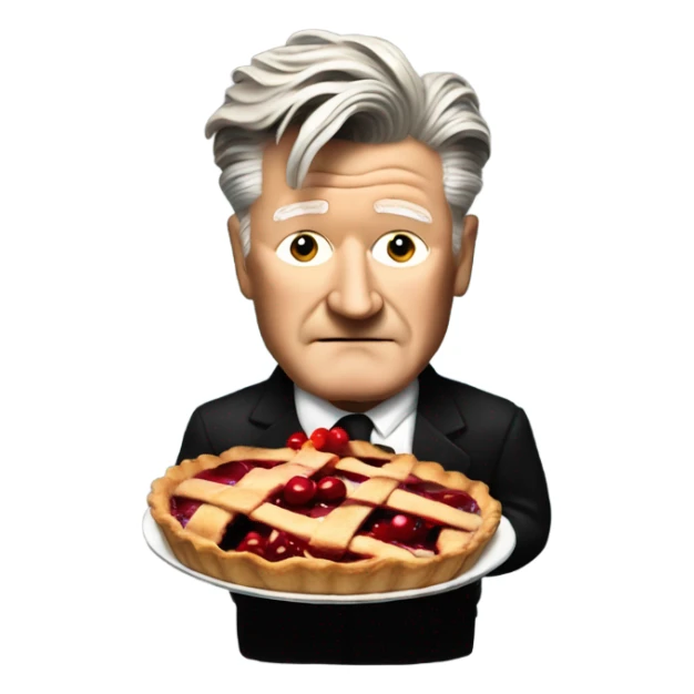 david lynch holding a slice of cherry pie sticker