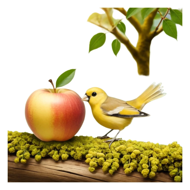 ein tiefer Teller mit breitem rand, darin ein haufen mit gelber Krümel unterschiedlicher Grösse. obendrauf seitlich ein Häufchen Apfelmus. ein Löffel steckt drin sticker