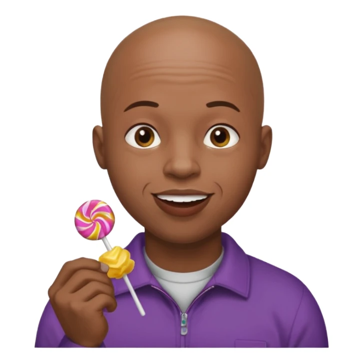 Bald black man eating lots of candy sticker