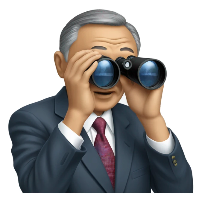photorealistic Nazarbayev looks through binoculars
 sticker