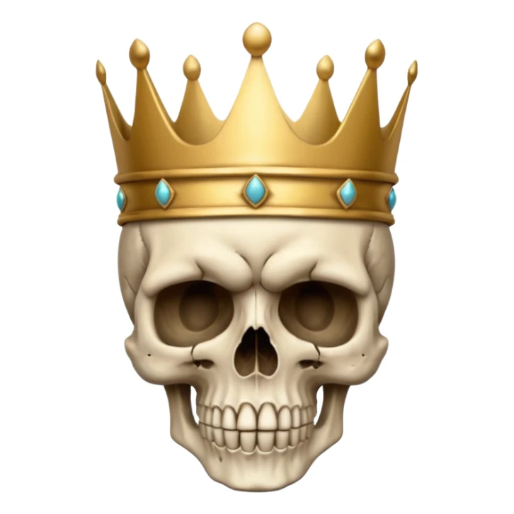 a skull face with a crown with ands on its skull sticker